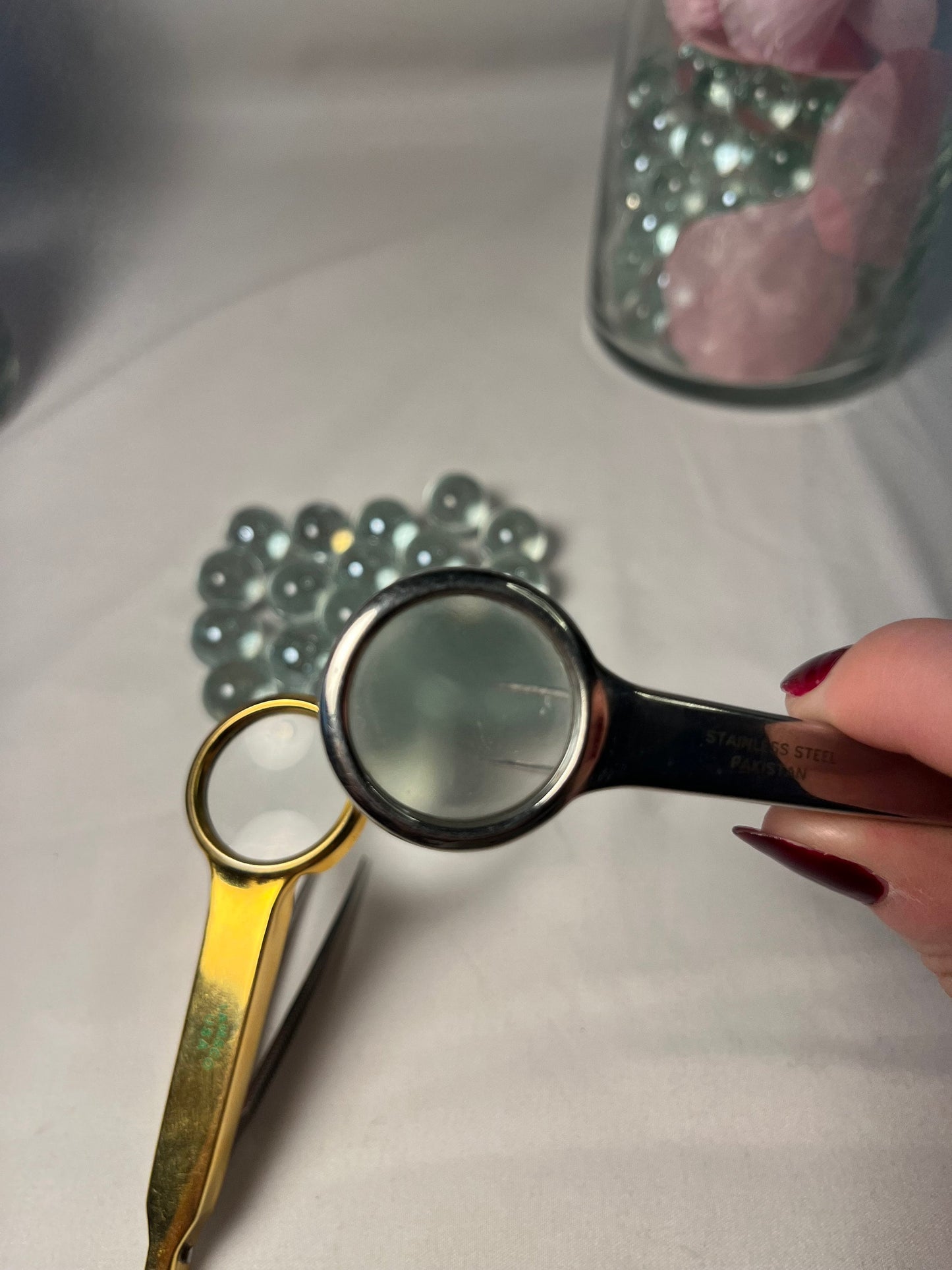 Tweezers Pointed with Magnify Glass 4-Inch, Magnify Tweezers, 5 Times Genuine Magnify, Stainless steel Tweezers, Precision Points
