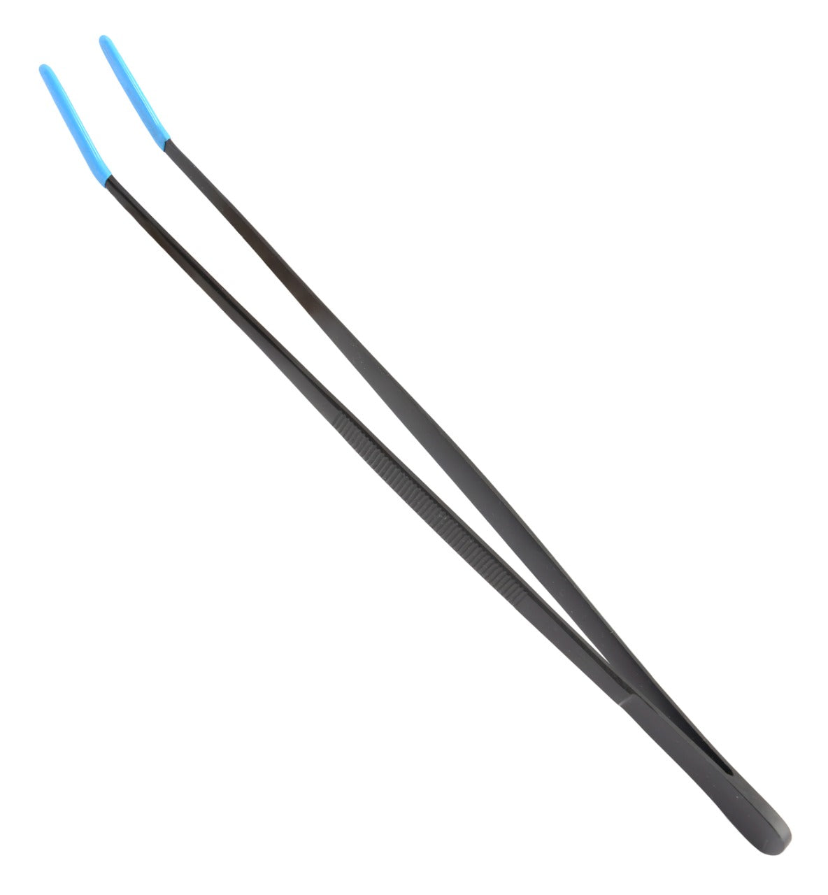 All purpose tongs 12" Stainless Steel, Black Oxidized, rubber coated tips
