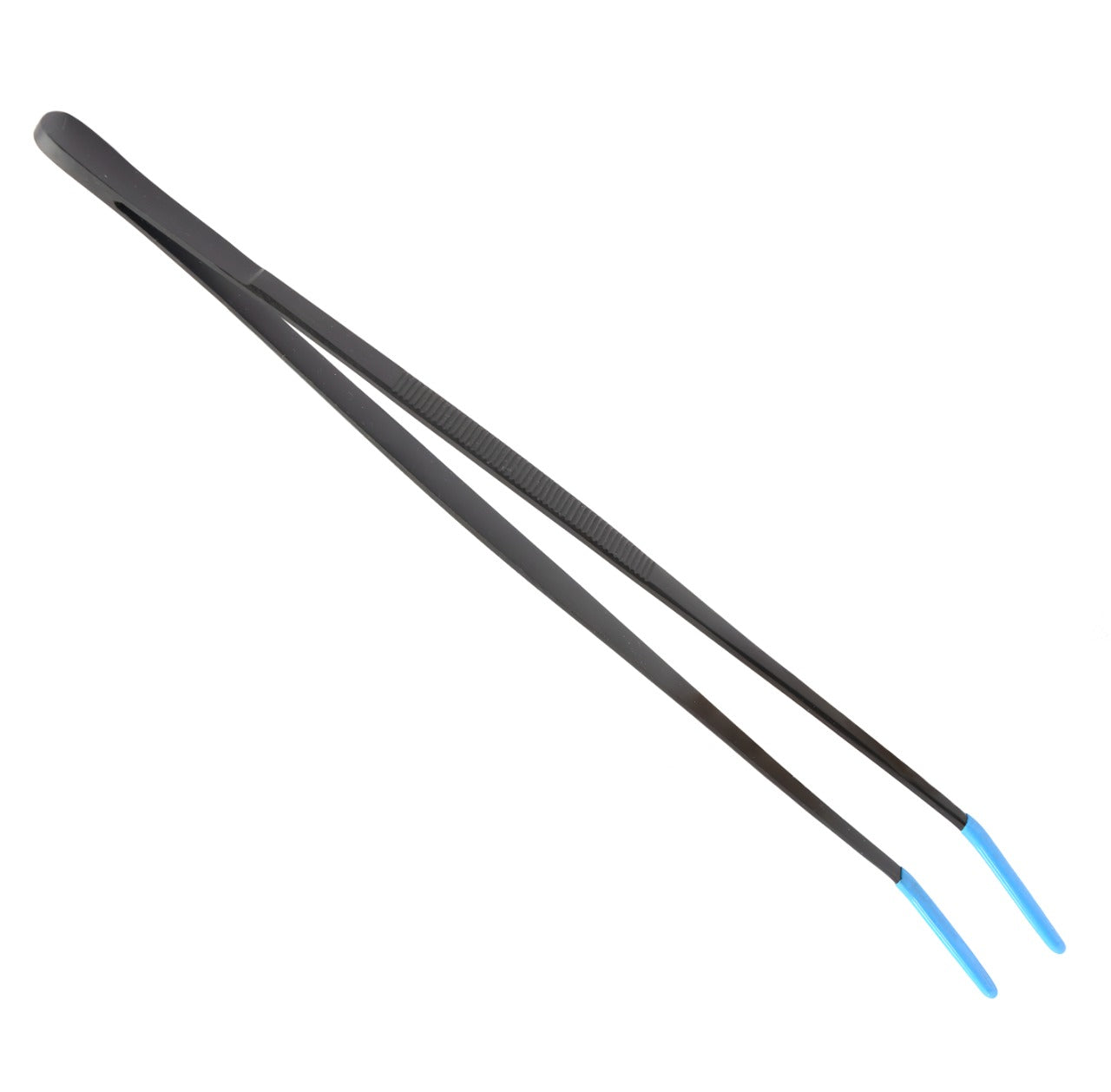 All purpose tongs 12" Stainless Steel, Black Oxidized, rubber coated tips
