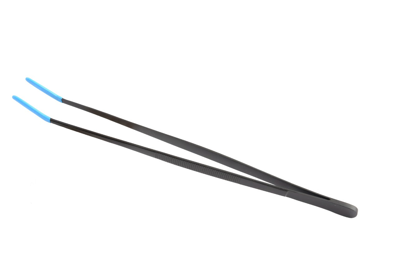 All purpose tongs 12" Stainless Steel, Black Oxidized, rubber coated tips