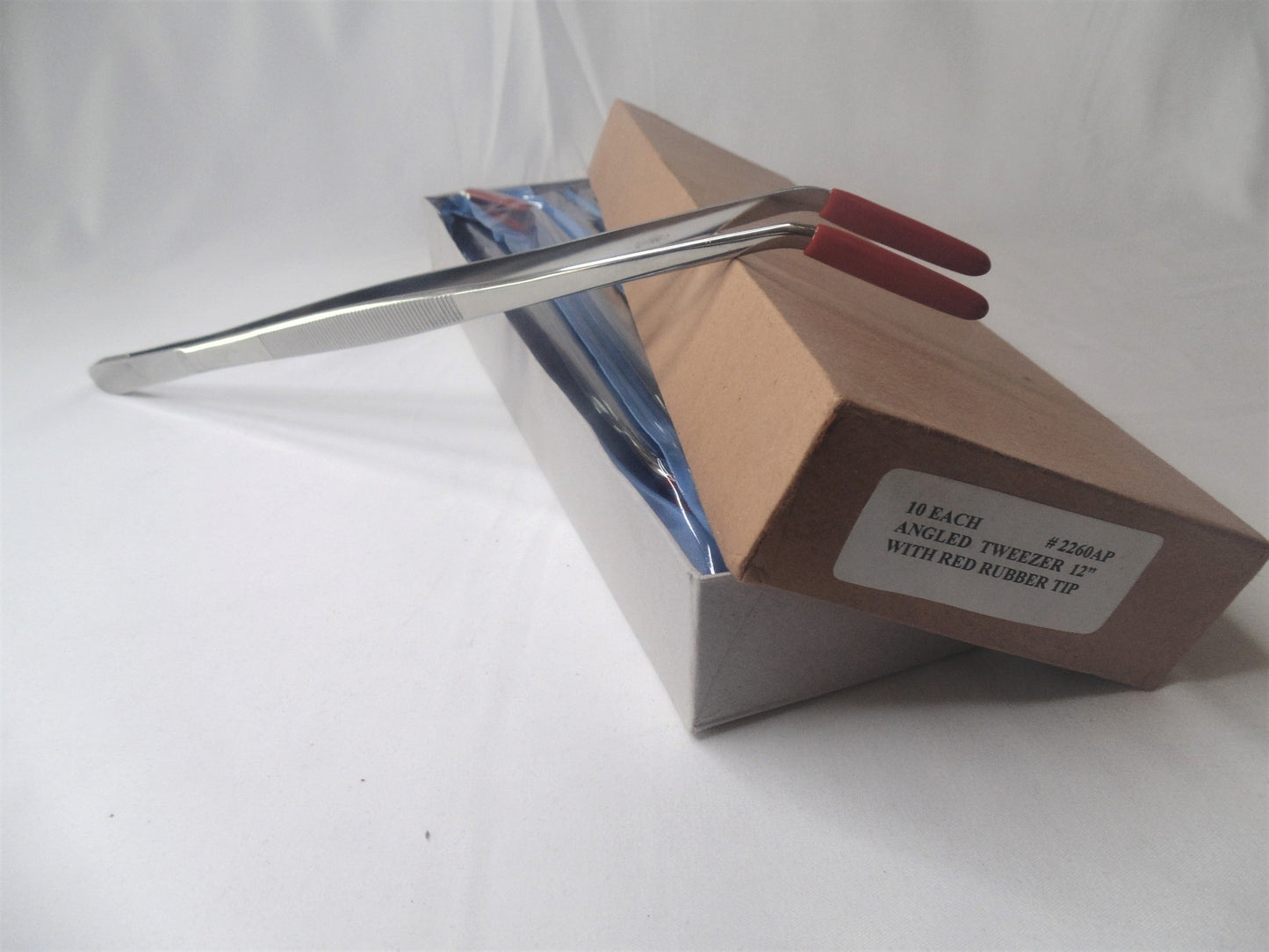 12" bent tweezer (rubber tips) Box of 10