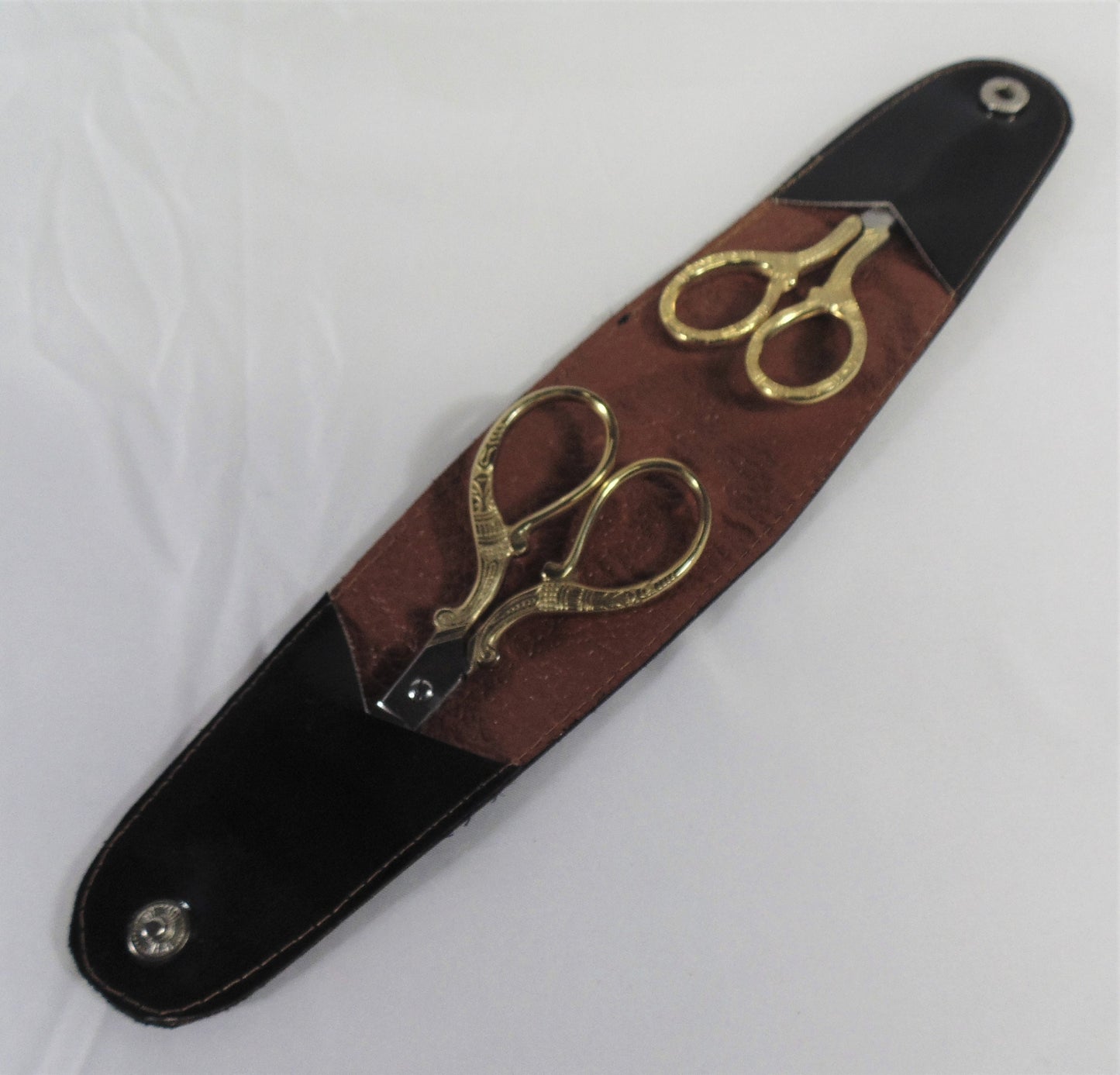 Scissor Set (2) Stainless Steel with ornate gold handles (ships from USA)