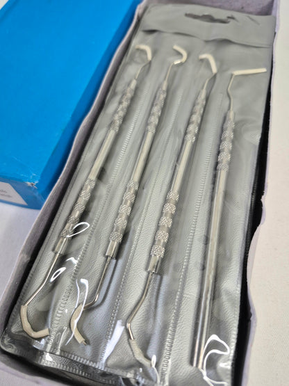 Tamsco Dental Pick Tool Set, 4 Piece, Silver, Industrial Grade
