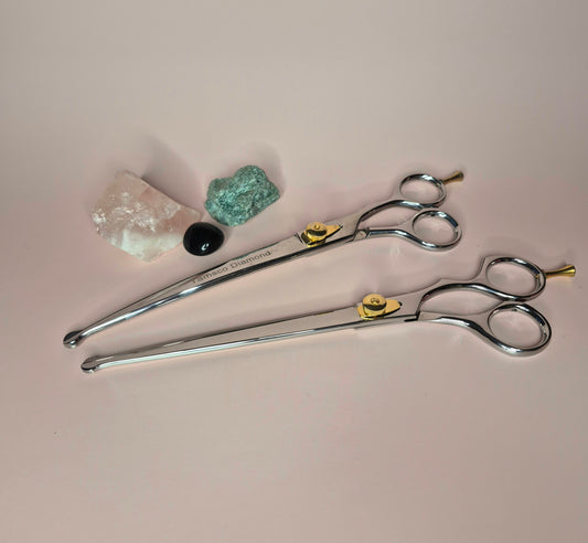 Japanese Stainless Steel Scissor 8.5 Inch Probe Tip with Finger Rest Semi-Convex Edge Stainless Steel Safety Tip Blade Gold Screw