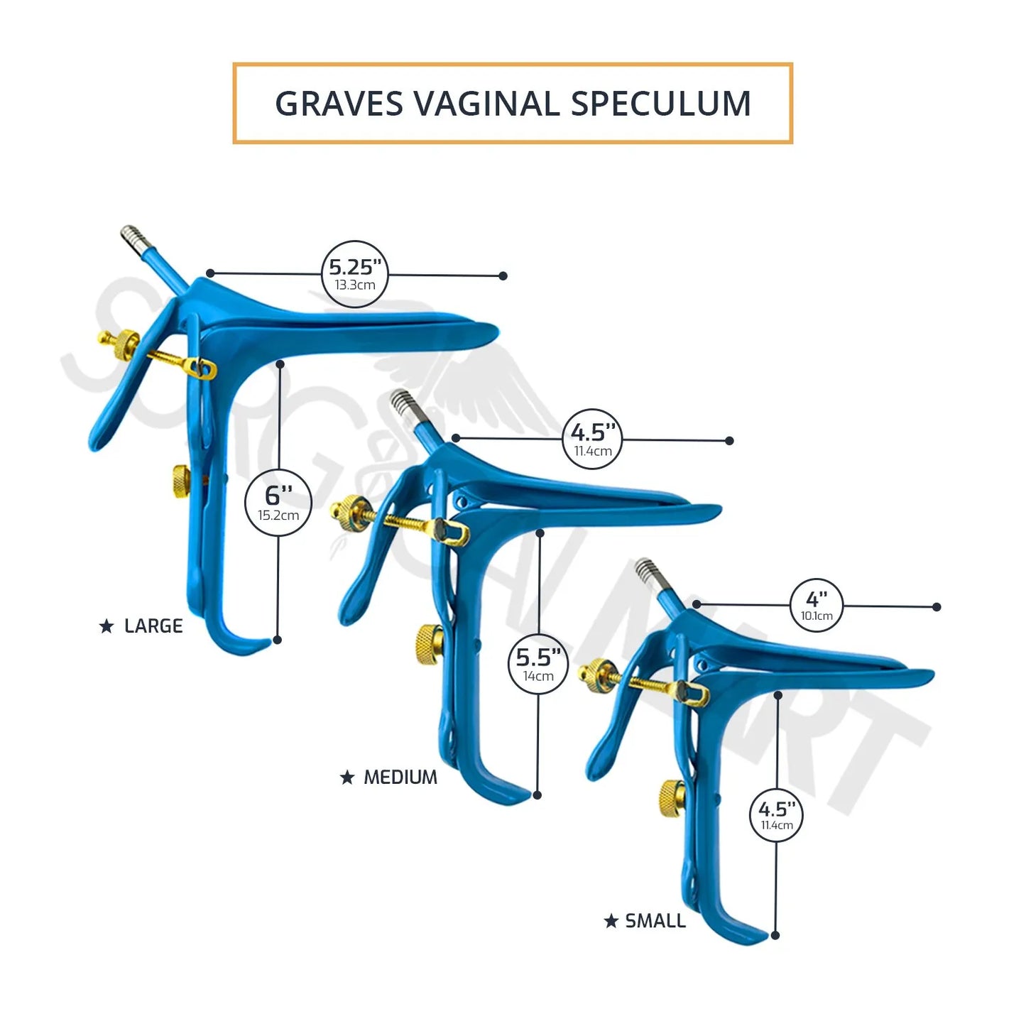 Graves Vaginal Speculum (small, medium, large) Blue coated, non-conducive, LEEP