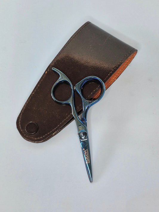 Mini Shears 4.25" with finger rest, blue plasma coating