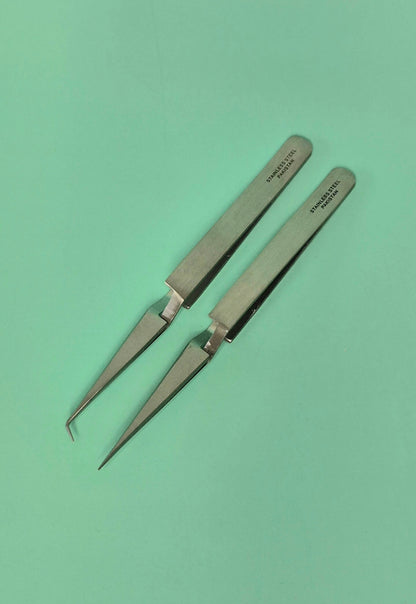 Reverse action precision tweezers 4.5" bent or straight