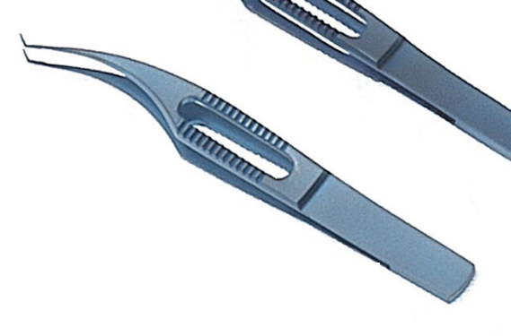Colibri Forceps with 6mm tying platform, notched, 0.25mm tip (non-reflective blue)
