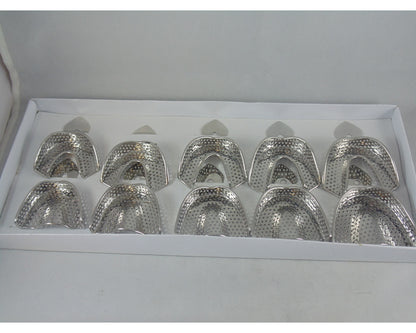 Set of 10 Dental Impression Trays (XS,S,M,L,XL) Perforated