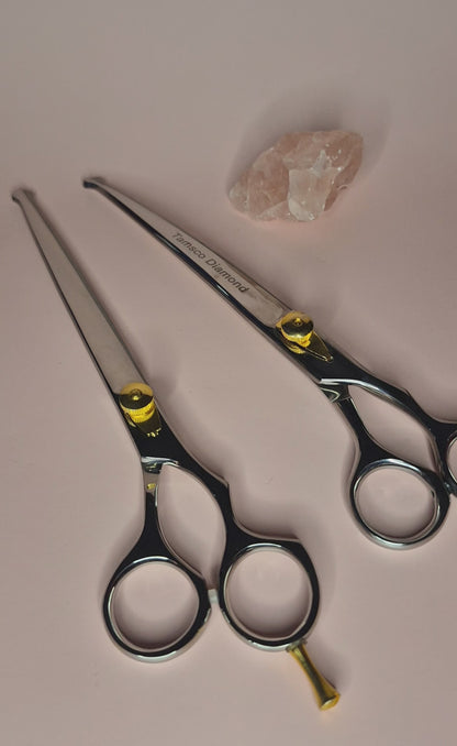 Japanese Stainless Steel Scissor 8.5 Inch Probe Tip with Finger Rest Semi-Convex Edge Stainless Steel Safety Tip Blade Gold Screw